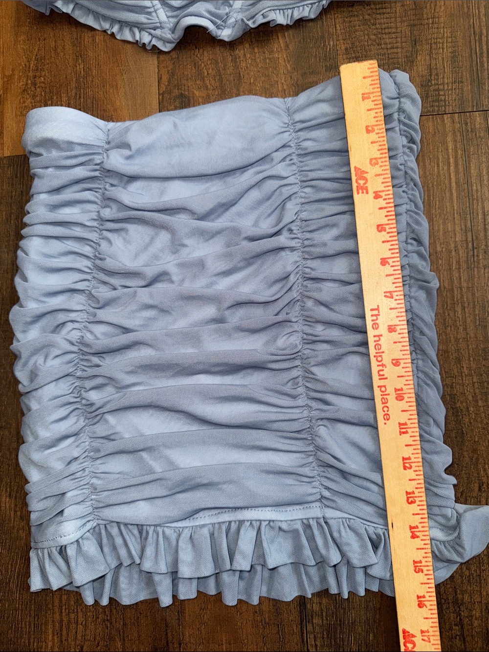 Iris Basic Light Blue Ruched Ruffle Two-Piece Skirt Set - Picture 5 of 11